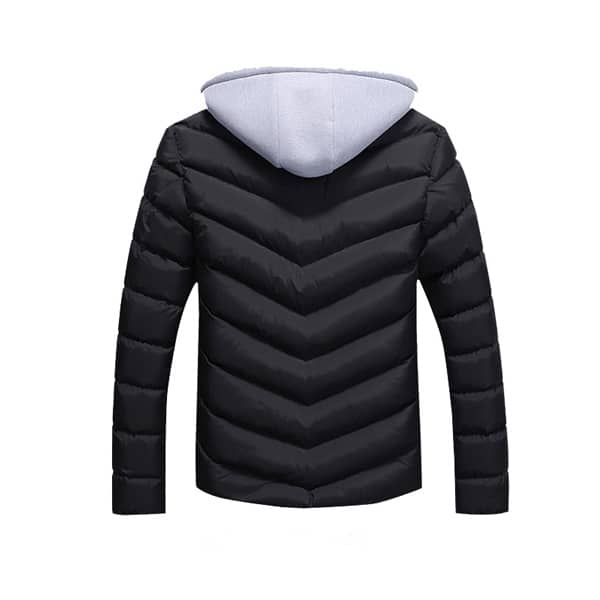 Men's Fleece Unremovable Hood Puffer Jacket - Mladengarment