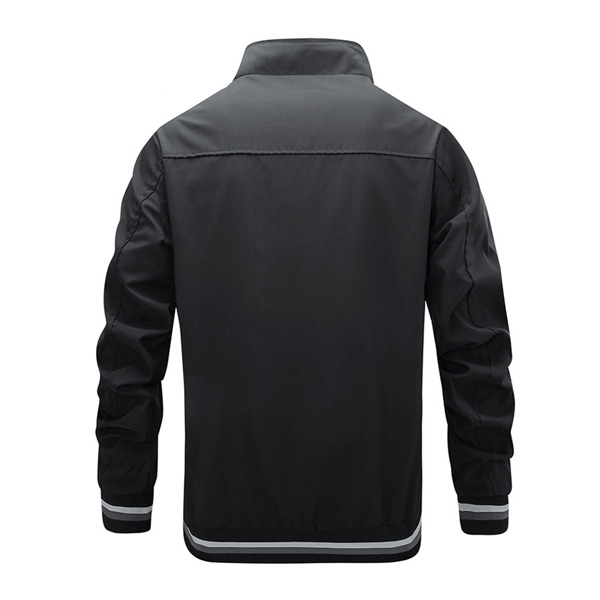 Men's Cotton Breathable Classic Black Baseball Jacket 02