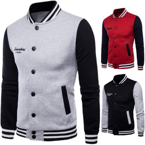 New Couple Fleece Stand-up Collar Sweater Contrast Color Baseball Uniform Jacket 2 (1)