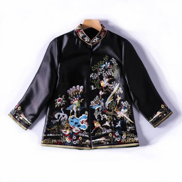 Women's Spring And Autumn Stand Collar Flower And Bird Embroidered Jacket 1