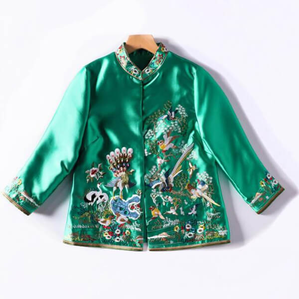 Women's Spring And Autumn Stand Collar Flower And Bird Embroidered Jacket 3